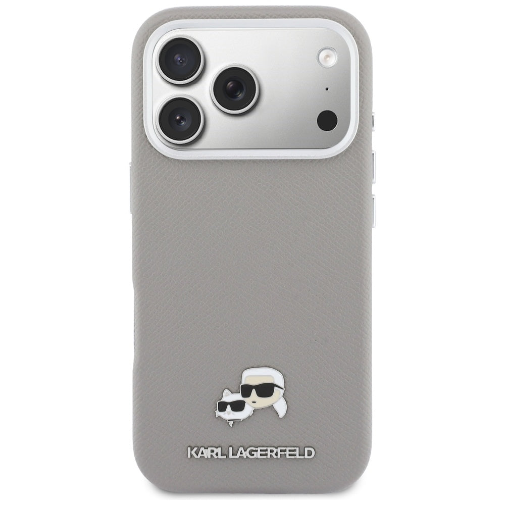 MagSafe-deksel for Apple iPhone 17 Pro Max, Karl Lagerfeld, Saffiano Karl & Choupette Pins, Grå