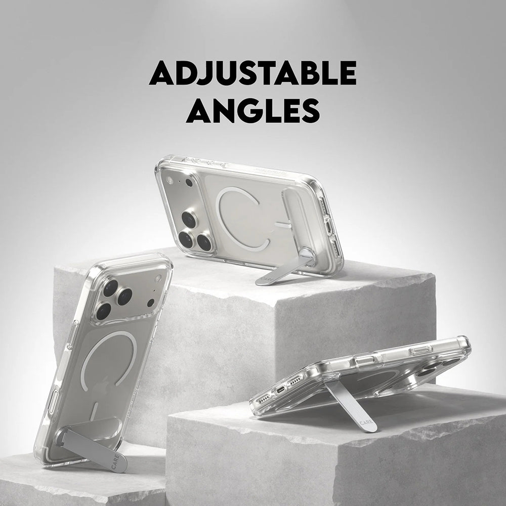 MagSafe-deksel for Apple iPhone 17 Pro Max, PanzerGlass, Care Feature Kickstand, Transparent Hvit