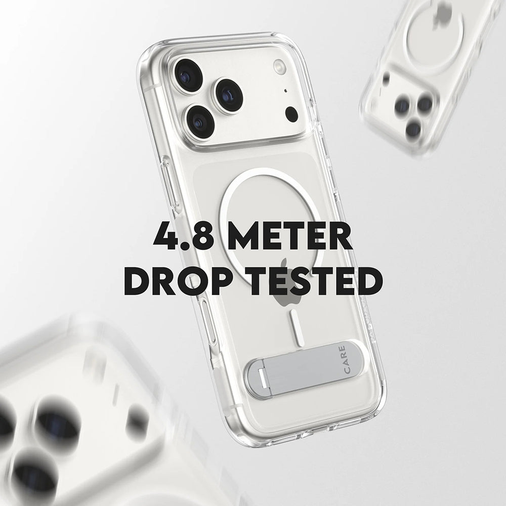 MagSafe-deksel for Apple iPhone 17 Pro Max, PanzerGlass, Care Feature Kickstand, Transparent Hvit