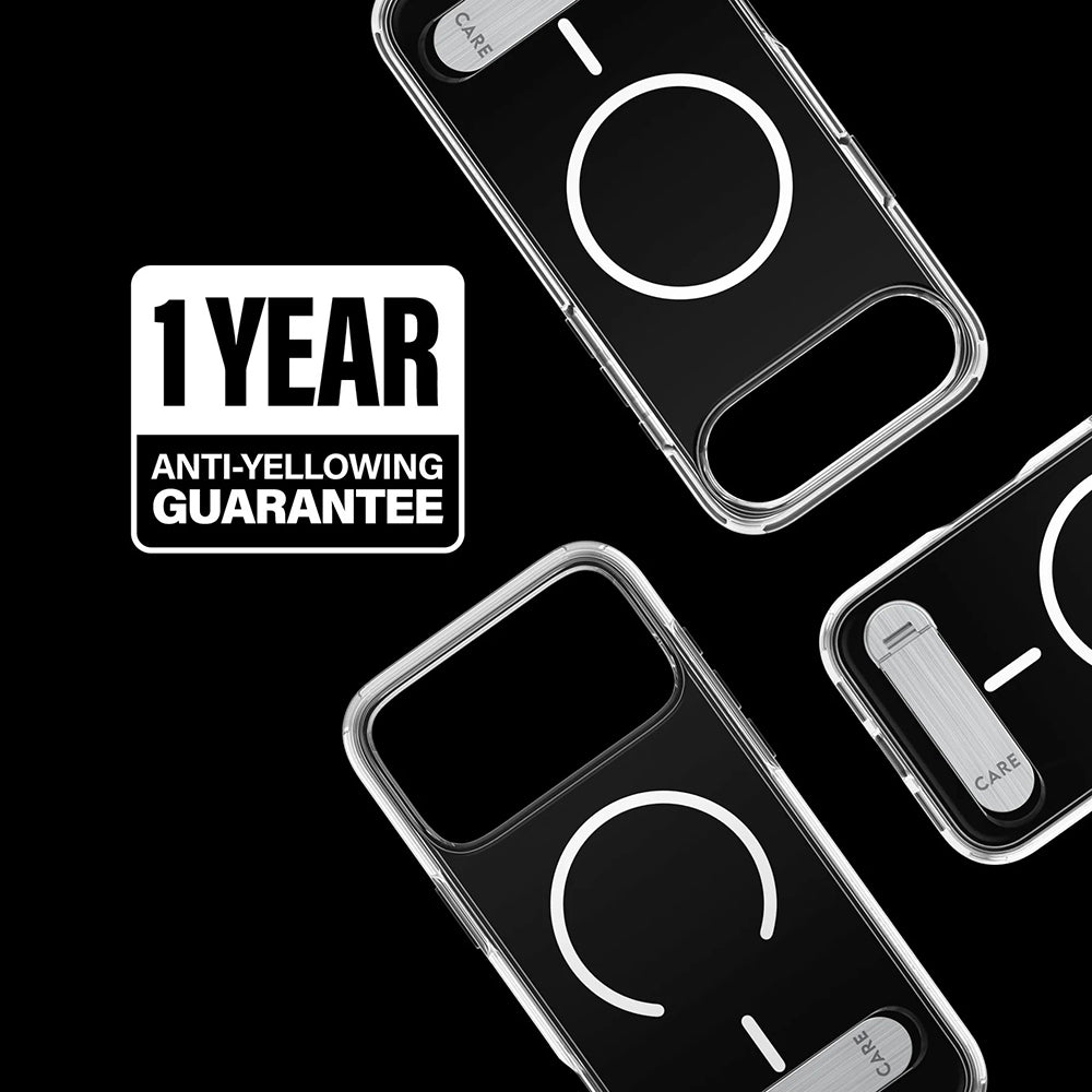 MagSafe-deksel for Apple iPhone 17 Pro Max, PanzerGlass, Care Feature Kickstand, Transparent Hvit