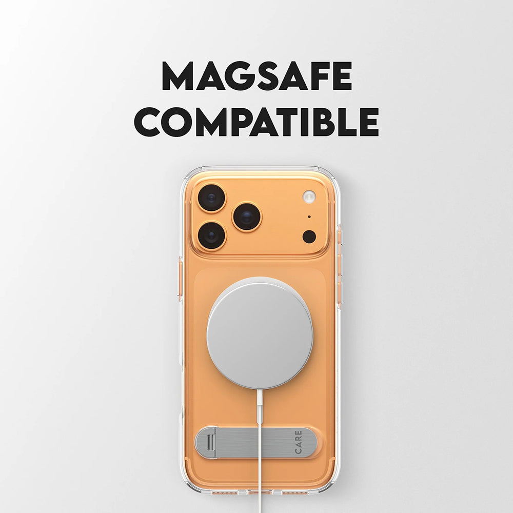 MagSafe-deksel for Apple iPhone 17 Pro Max, PanzerGlass, Care Feature Kickstand, Transparent Hvit