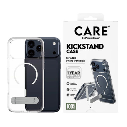MagSafe-deksel for Apple iPhone 17 Pro Max, PanzerGlass, Care Feature Kickstand, Transparent Hvit