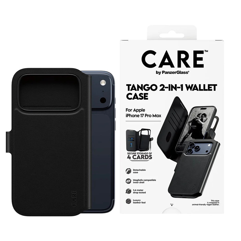 MagSafe-deksel for Apple iPhone 17 Pro Max, PanzerGlass, Care Feature Tango Two-in-One, Svart
