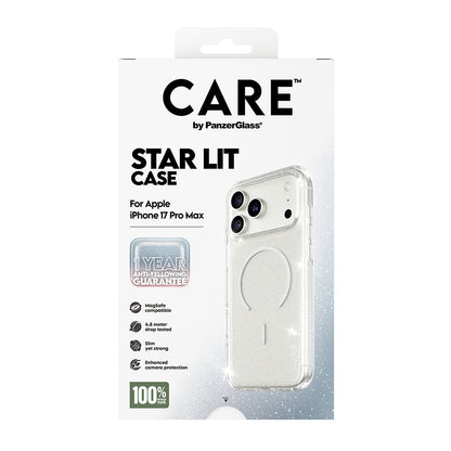 MagSafe-deksel for Apple iPhone 17 Pro Max, PanzerGlass, Care Urban Explorer Star Lit, Transparent Hvit