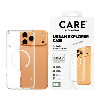 MagSafe-deksel for Apple iPhone 17 Pro Max, PanzerGlass, Care Urban Explorer, Transparent Hvit