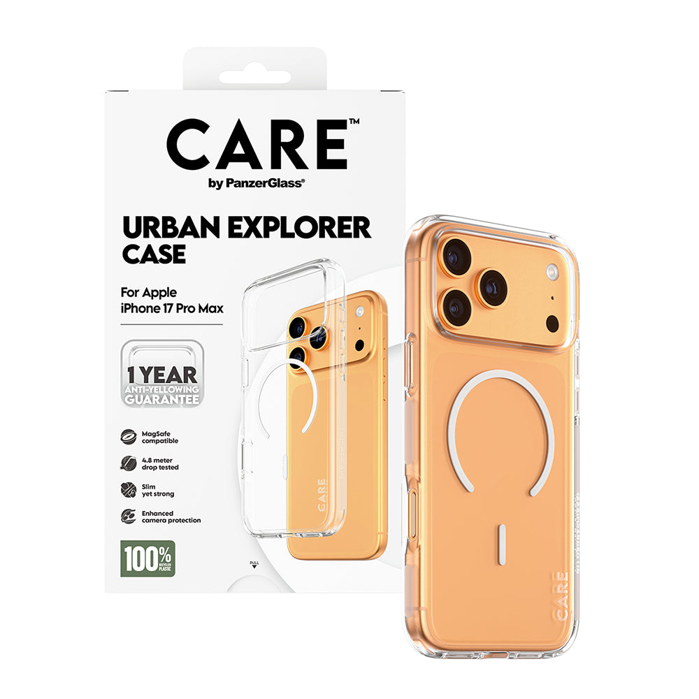 MagSafe-deksel for Apple iPhone 17 Pro Max, PanzerGlass, Care Urban Explorer, Transparent Hvit