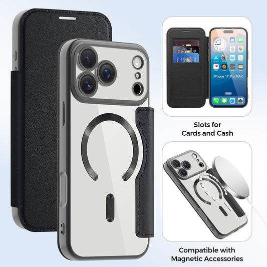 MagSafe-deksel for Apple iPhone 17 Pro Max, Techsuit, SmartMag Book, Svart