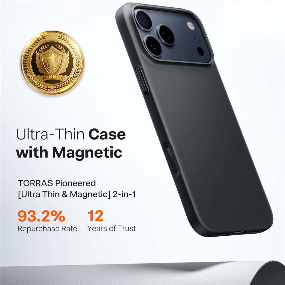 MagSafe-deksel for Apple iPhone 17 Pro Max, Torras, SlimFit, Svart