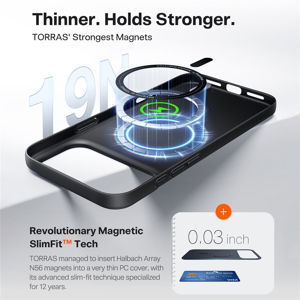 MagSafe-deksel for Apple iPhone 17 Pro Max, Torras, SlimFit, Svart