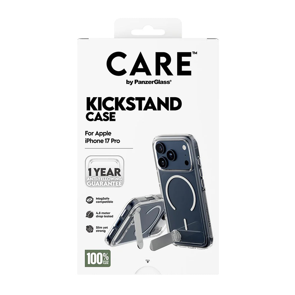 MagSafe-deksel for Apple iPhone 17 Pro, PanzerGlass, Care Feature Kickstand, Gjennomsiktig