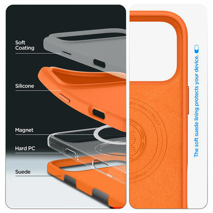MagSafe-deksel for Apple iPhone 17 Pro, Spigen, Silicone Fit, Oransje ACS11379