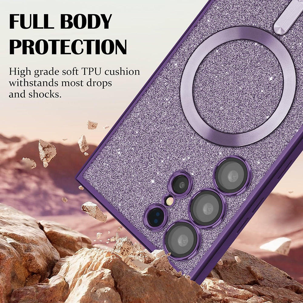 MagSafe-deksel for Apple iPhone 17 Pro, Techsuit, Luxury Glitter, Sølv