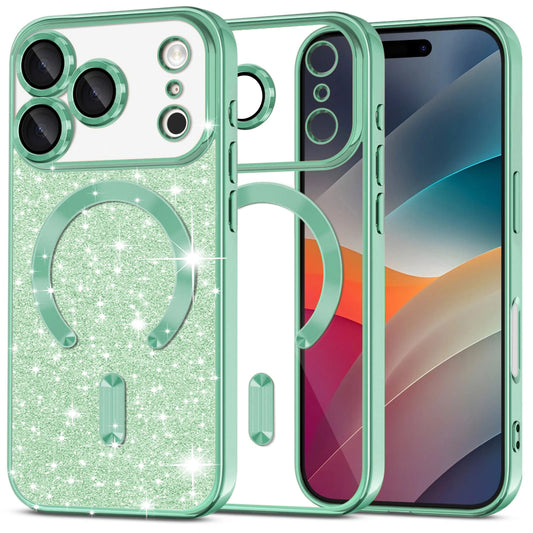 MagSafe-deksel for Apple iPhone 17 Pro, Techsuit, Luxury Glitter, Lys Grønn