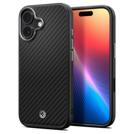 MagSafe-deksel for Apple iPhone 17, Spigen, Enzo Aramid T, Svart Sølv