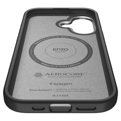 MagSafe-deksel for Apple iPhone 17, Spigen, Enzo Aramid T, Svart Sølv