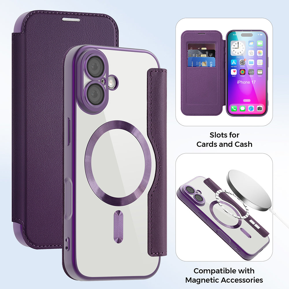 MagSafe-deksel for Apple iPhone 17, Techsuit, SmartMag Book, Lilla