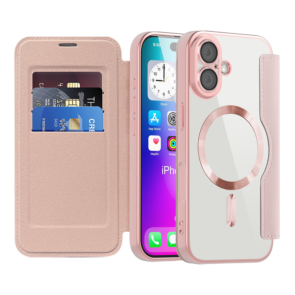 MagSafe-deksel for Apple iPhone 17, Techsuit, SmartMag Book, Rosa