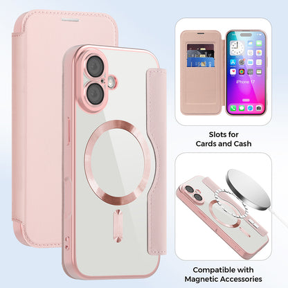 MagSafe-deksel for Apple iPhone 17, Techsuit, SmartMag Book, Rosa