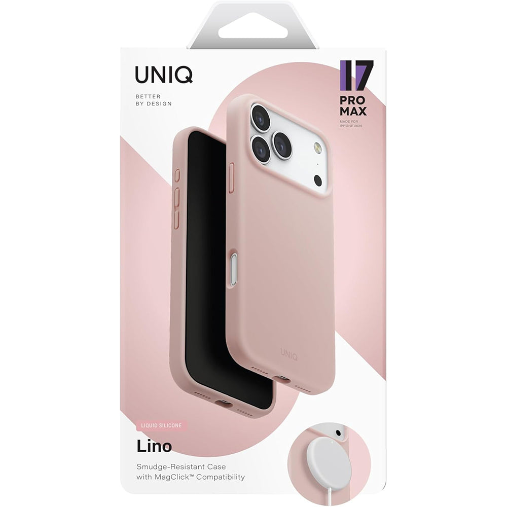 MagSafe-deksel for Apple iPhone 17, UNIQ, Lino MagClick, Rosa