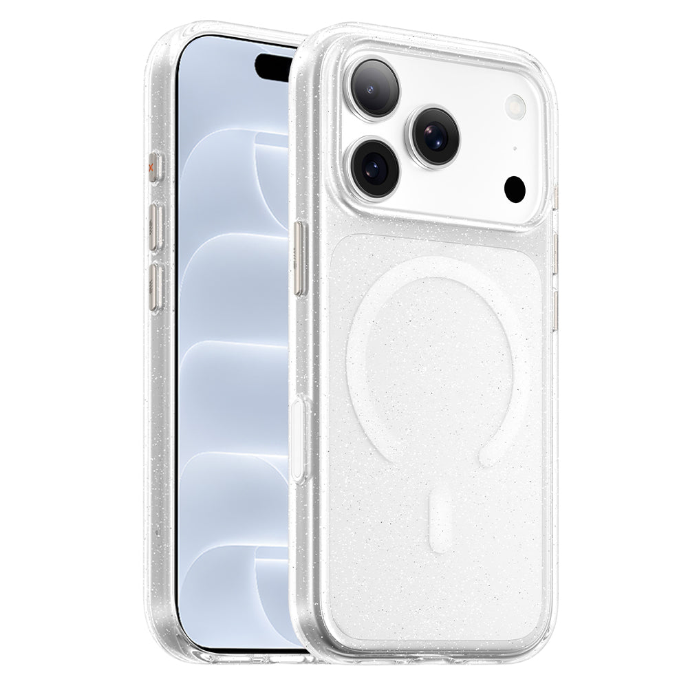 MagSafe-deksel til Apple iPhone 18 Pro / 17 Pro, Blueo Crystal Pro Anti-Drop Glitter, gjennomsiktig