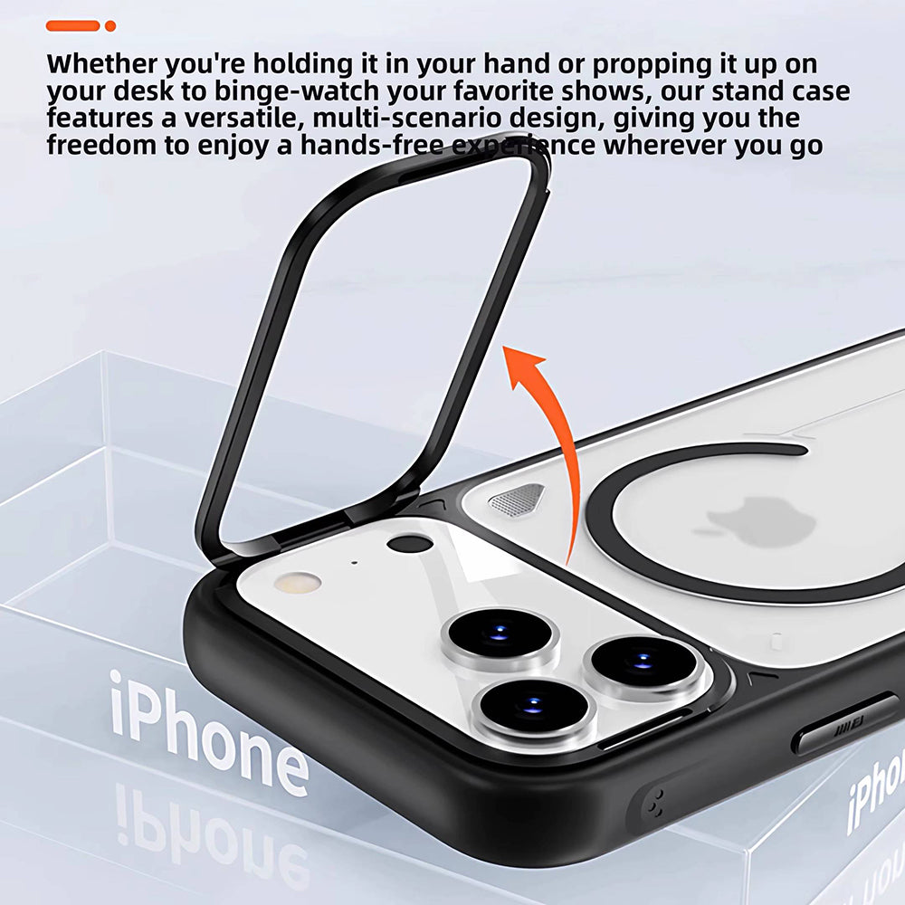 MagSafe-deksel til Apple iPhone 18 Pro / 17 Pro, Blueo, varmeavledende stativ, satengoransje transparent