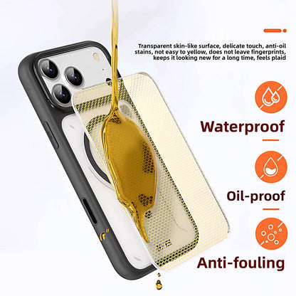 MagSafe-deksel til Apple iPhone 18 Pro / 17 Pro, Blueo, varmeavledende stativ, satengoransje transparent