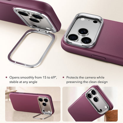 MagSafe-deksel for Apple iPhone 18 Pro / 17 Pro, ESR, Atelier med støtte, Mørk rød satinert