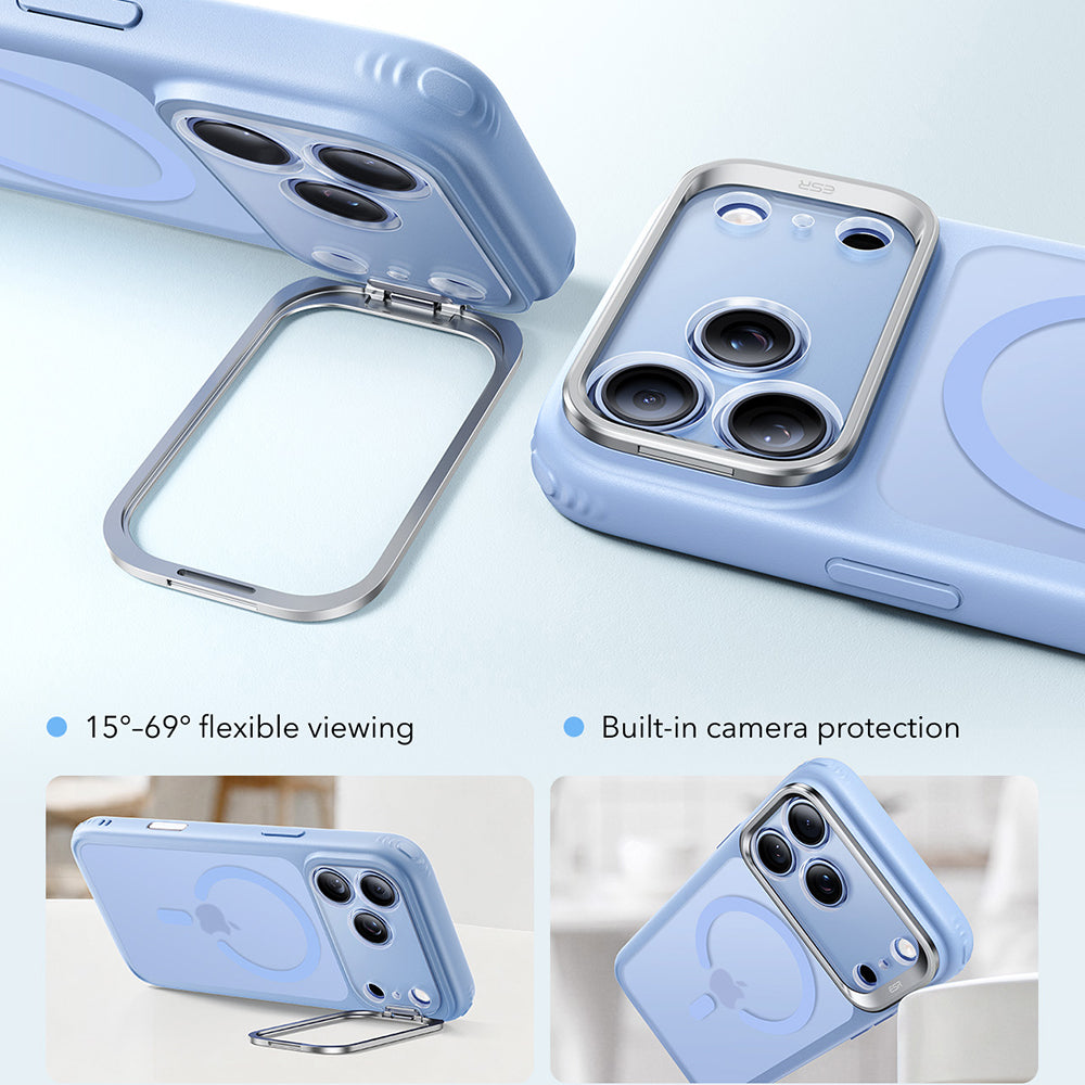 MagSafe-deksel for Apple iPhone 18 Pro / 17 Pro, ESR, Classic Hybrid Kickstand, Satinert Blå