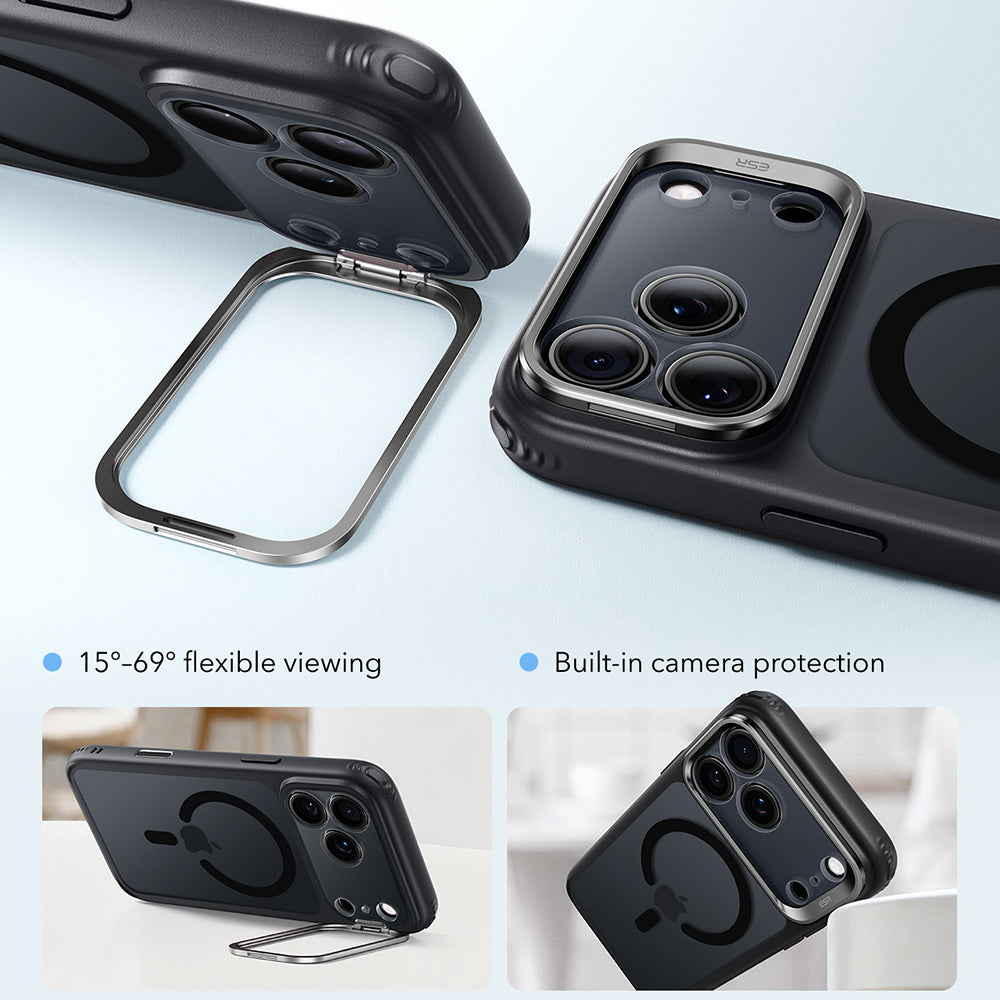 MagSafe-deksel for Apple iPhone 18 Pro / 17 Pro, ESR, Classic Hybrid Kickstand, Satinert svart