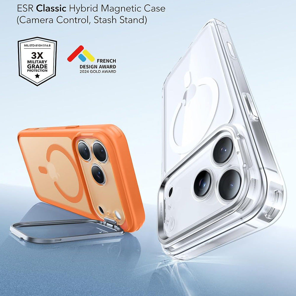 MagSafe-deksel for Apple iPhone 18 Pro / 17 Pro, ESR, Classic Hybrid Kickstand, Satinert Oransje