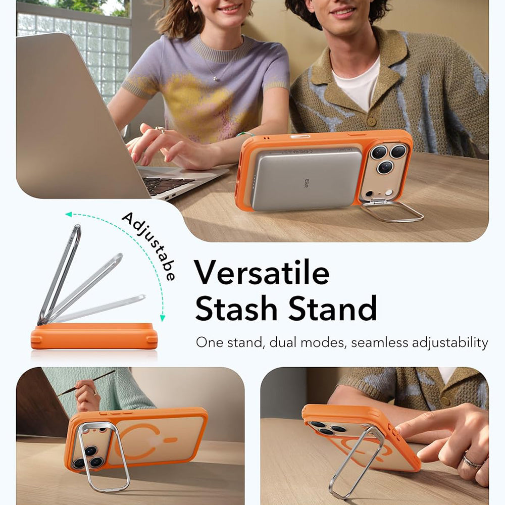 MagSafe-deksel for Apple iPhone 18 Pro / 17 Pro, ESR, Classic Hybrid Kickstand, Satinert Oransje
