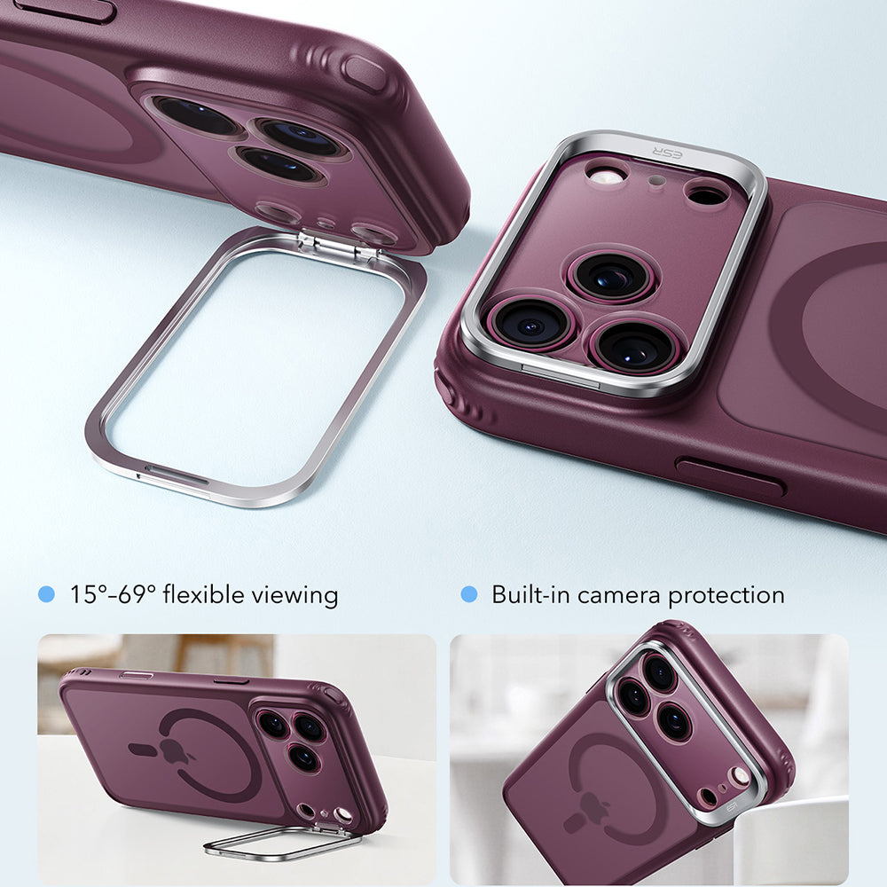 MagSafe-deksel for Apple iPhone 18 Pro / 17 Pro, ESR, Classic Hybrid Kickstand, Mørk Rød Satinert