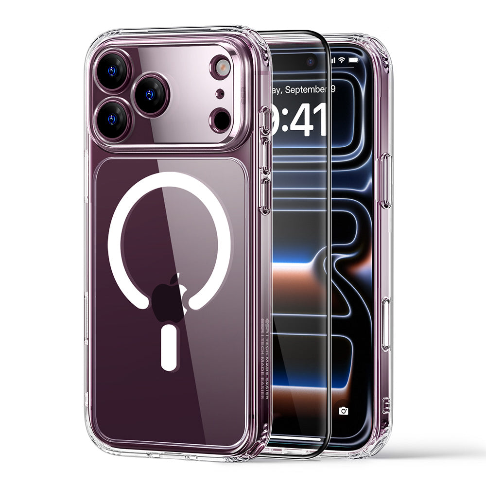 MagSafe-deksel for Apple iPhone 18 Pro / 17 Pro, ESR, Classic Hybrid med skjermbeskytter, gjennomsiktig