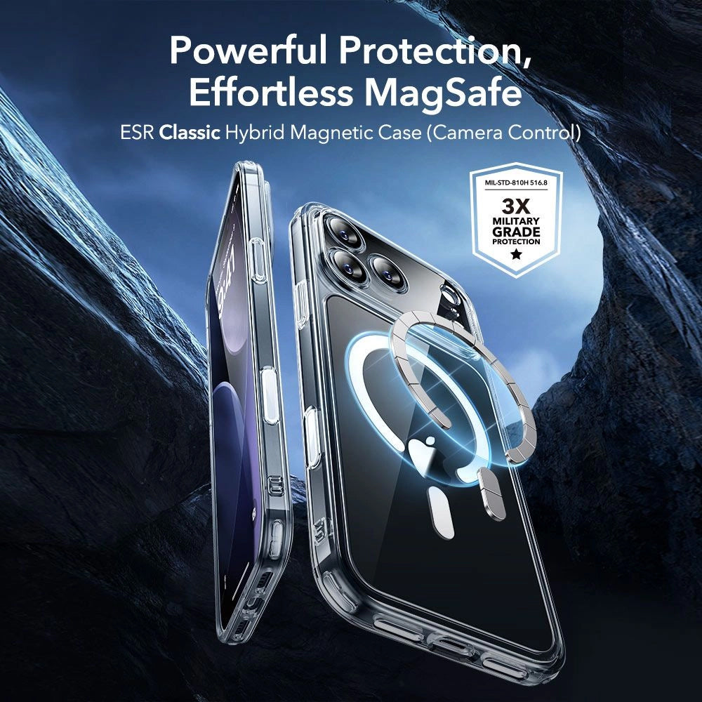 MagSafe-deksel for Apple iPhone 18 Pro / 17 Pro, ESR, Classic Hybrid med skjermbeskytter, gjennomsiktig