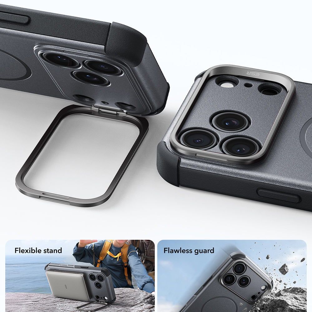 MagSafe-deksel for Apple iPhone 18 Pro / 17 Pro, ESR, Cyber Armor Kickstand, Grå