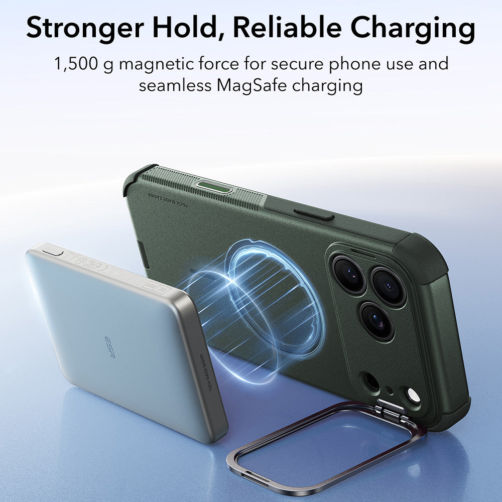 MagSafe-deksel for Apple iPhone 18 Pro / 17 Pro, ESR, Cyber Armor Kickstand, Grønn