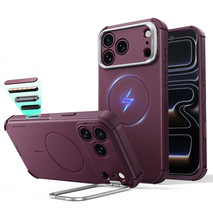 MagSafe-deksel for Apple iPhone 18 Pro / 17 Pro, ESR, Cyber Armor Kickstand, Mørk Rød Satinert