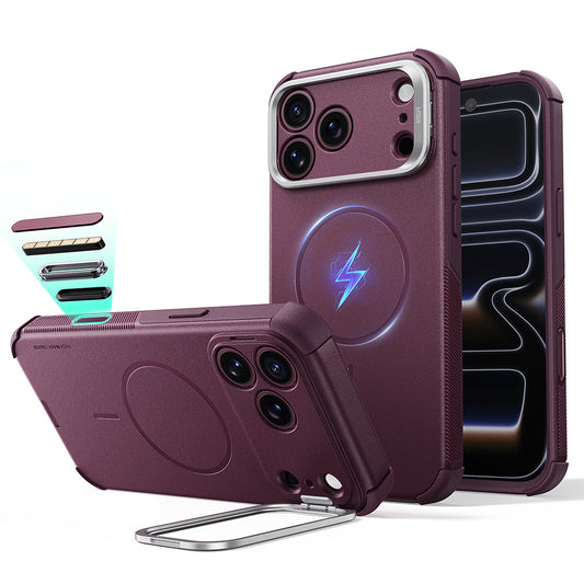 MagSafe-deksel for Apple iPhone 18 Pro / 17 Pro, ESR, Cyber Armor Kickstand, Mørk Rød Satinert