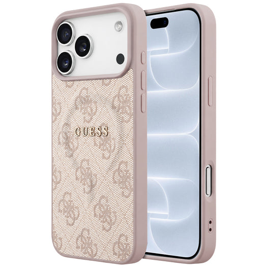 MagSafe-deksel til Apple iPhone 18 Pro / 17 Pro, Guess, 4G Embossed Ring Classic Logo, rosa