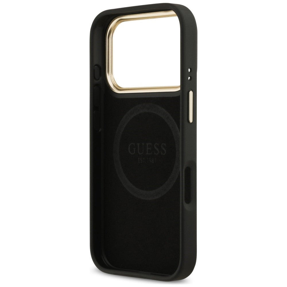 MagSafe-deksel til Apple iPhone 18 Pro / 17 Pro, Guess, 4G Logo Plate, svart