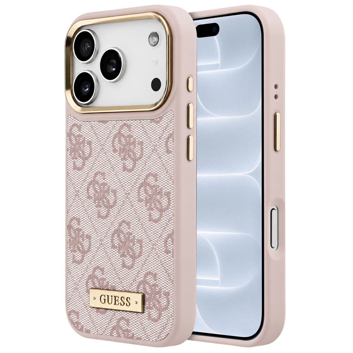 MagSafe-deksel til Apple iPhone 18 Pro / 17 Pro, Guess, 4G Logo Plate, rosa