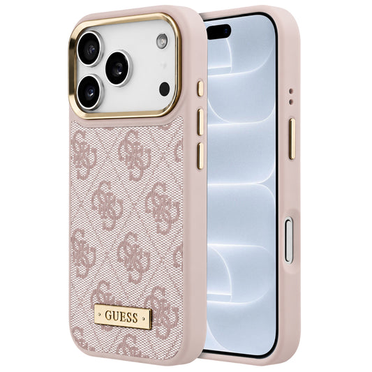 MagSafe-deksel til Apple iPhone 18 Pro / 17 Pro, Guess, 4G Logo Plate, rosa