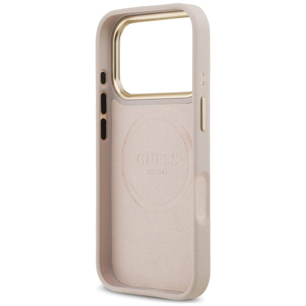 MagSafe-deksel til Apple iPhone 18 Pro / 17 Pro, Guess, 4G Logo Plate, rosa