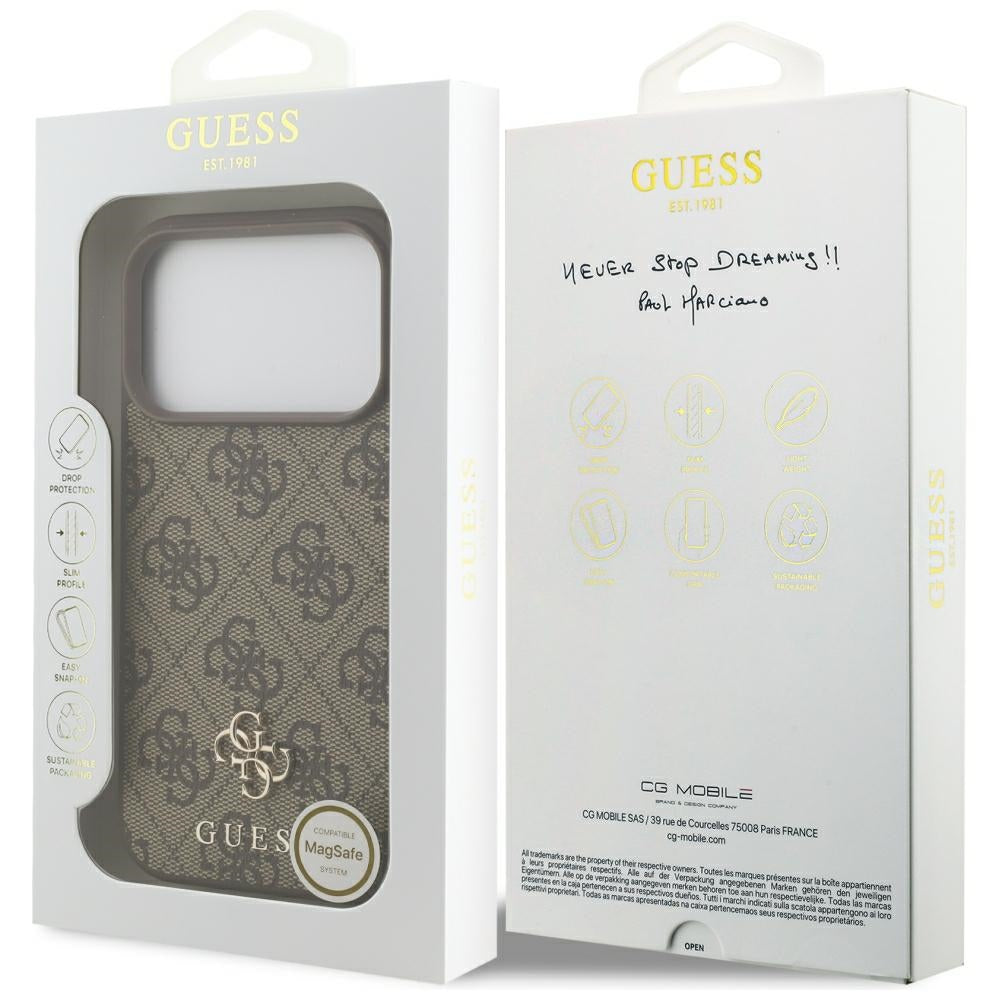 MagSafe-deksel for Apple iPhone 18 Pro / 17 Pro, Guess, 4G Small and Classic, Brun
