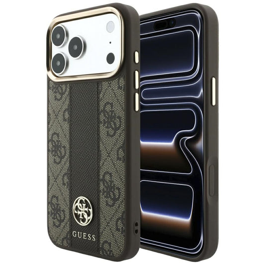 MagSafe-deksel for Apple iPhone 18 Pro / 17 Pro, Guess, 4G Stripe Round Classic Logo, Brun