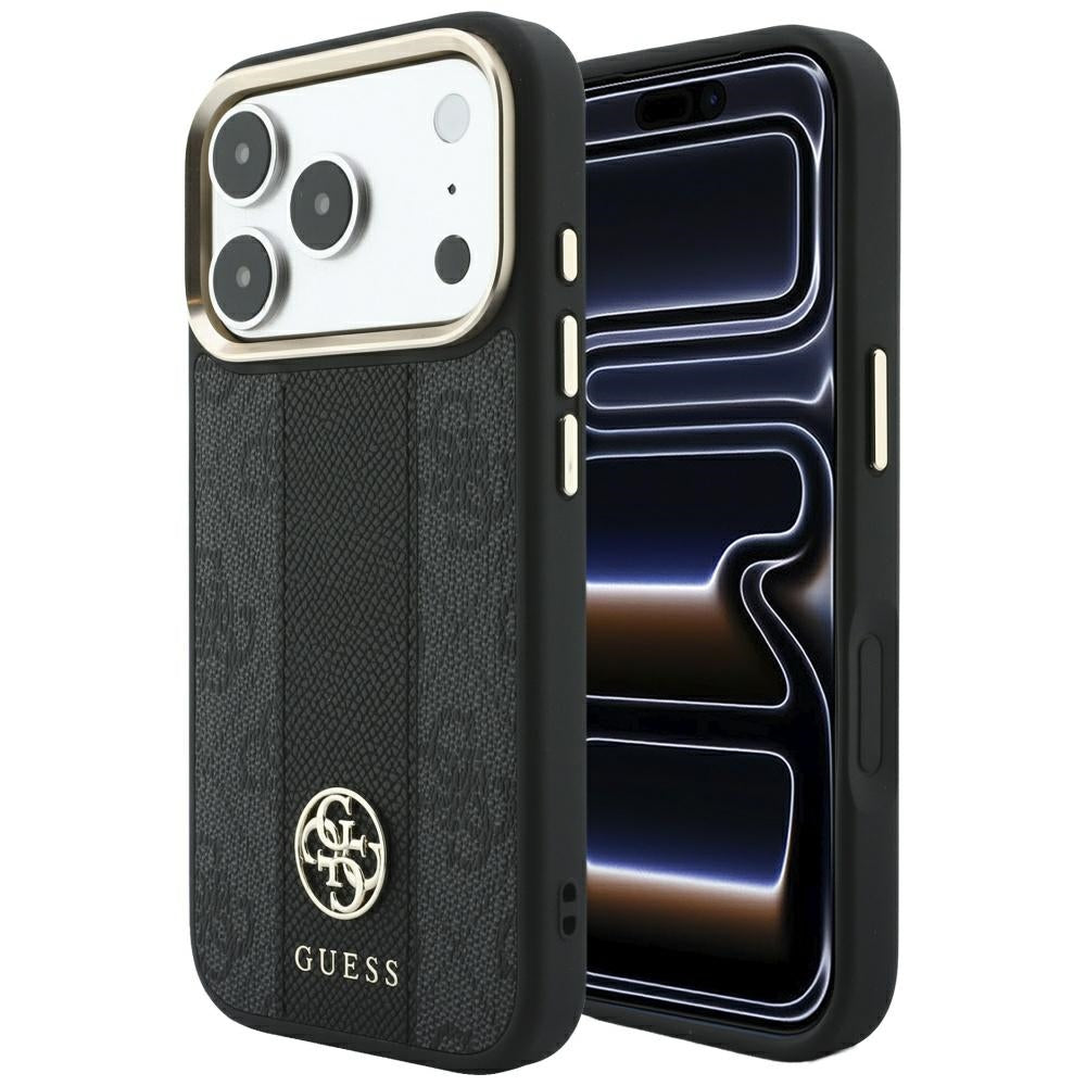 MagSafe-deksel for Apple iPhone 18 Pro / 17 Pro, Guess, 4G Stripe Round Classic Logo, svart
