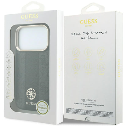 MagSafe-deksel for Apple iPhone 18 Pro / 17 Pro, Guess, 4G Stripe Round Classic Logo, svart