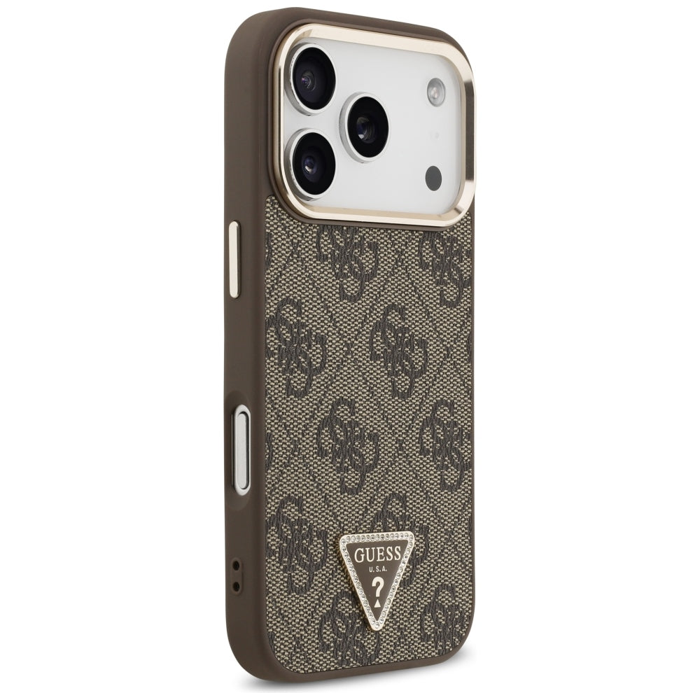 MagSafe-deksel for Apple iPhone 18 Pro / 17 Pro, Guess, 4G Triangle Logo, Brun