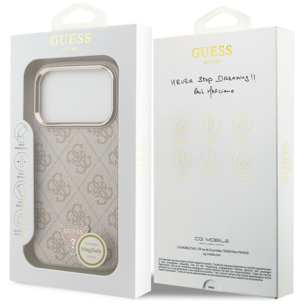 MagSafe-deksel for Apple iPhone 18 Pro / 17 Pro, Guess, 4G Triangle Logo, Rosa Gull