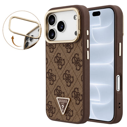 MagSafe-deksel til Apple iPhone 18 Pro / 17 Pro, Guess, 4G Triangle Logo & kamerastativ, brun